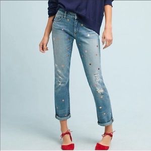 Anthropologie Pilcro Polka Dot Boyfriend Jeans 28